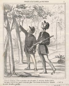 Tiens, le moineau a été sepercher, 19th century. Creator: Honore Daumier