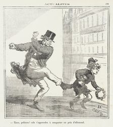 Tiens, Polisson! Cela t'apprendra à remporter un prix d'allemand, 1870. Creator: Cham