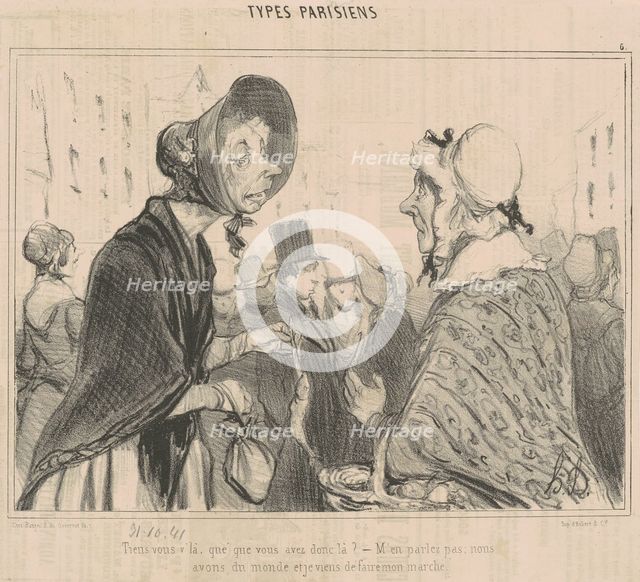 Tiens vous v'là, qué que vous avez donc là?, 19th century. Creator: Honore Daumier.