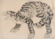 Tiger, 19th century. Creator: Hokusai School