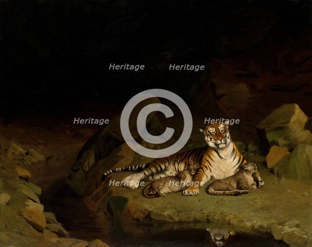 Tiger and Cubs, ca. 1884. Creator: Jean-Leon Gerome.