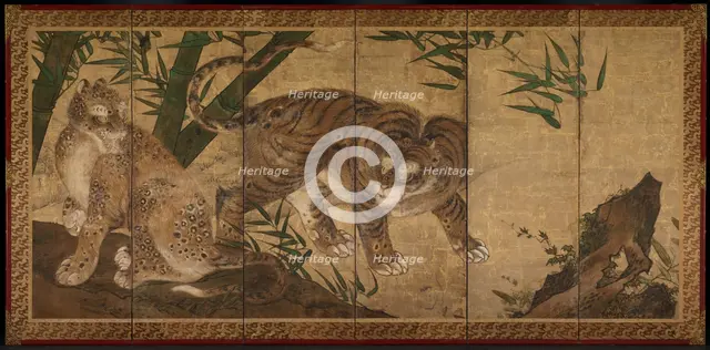Tiger and Leopard, 1668. Creator: Sekkei Yamaguchi (Japanese, 1644-1732).