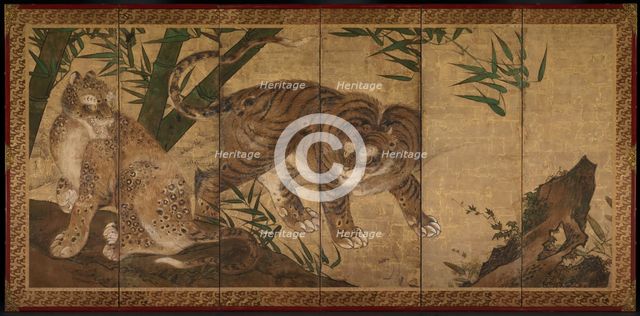 Tiger and Leopard, 1668. Creator: Sekkei Yamaguchi (Japanese, 1644-1732).