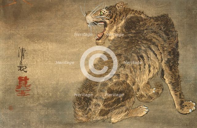 Tiger and Lightning, Late 19th century. Creator: Kobayashi Kiyochika.