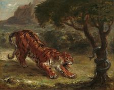 Tiger and Snake, 1862. Creator: Eugene Delacroix
