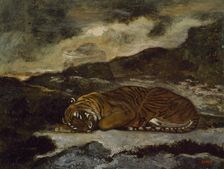 Tiger Asleep, c1850s-1860s. Creator: Antoine-Louis Barye