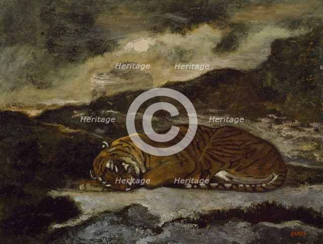Tiger Asleep, c1850s-1860s. Creator: Antoine-Louis Barye.