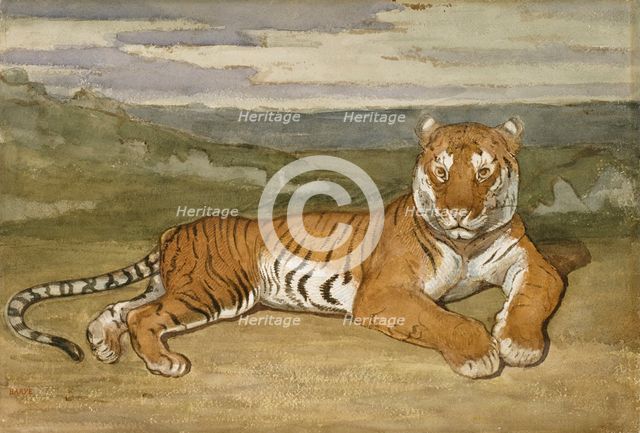 Tiger at Rest, c1830s-1840s. Creator: Antoine-Louis Barye.