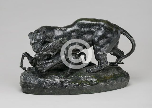 Tiger Attacking an Antelope, model n.d., cast c. 1862/1873. Creator: Antoine-Louis Barye.