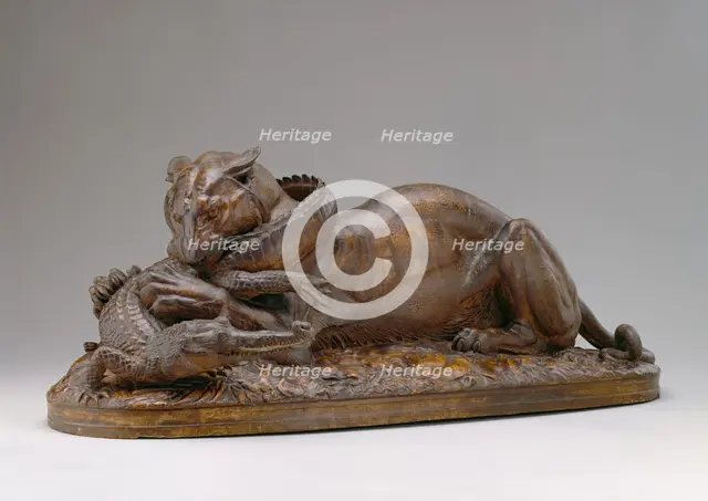 Tiger Devouring a Gavial, 1831. Creator: Antoine-Louis Barye.