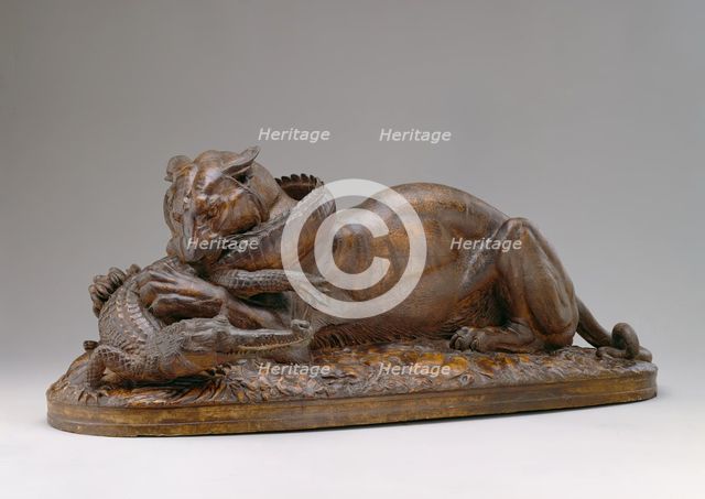 Tiger Devouring a Gavial, 1831. Creator: Antoine-Louis Barye.