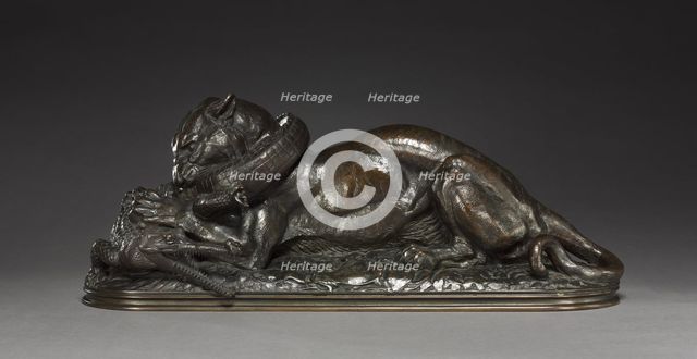 Tiger Devouring a Gavial, 1831. Creator: Antoine-Louis Barye (French, 1796-1875).