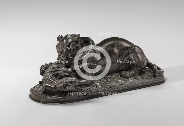 Tiger Devouring a Gavial, model n.d., cast c. 1845/1873. Creator: Antoine-Louis Barye.