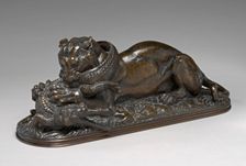 Tiger Devouring a Gavial of the Ganges, model 1831. Creator: Antoine-Louis Barye