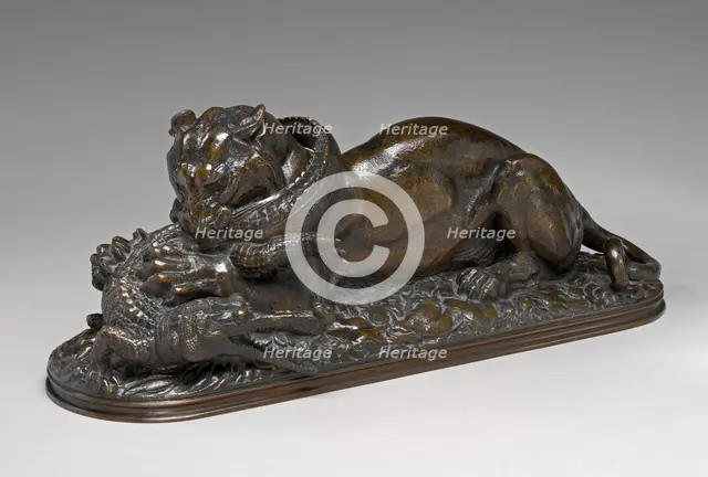 Tiger Devouring a Gavial of the Ganges, model 1831. Creator: Antoine-Louis Barye.