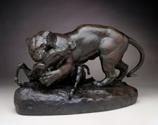 Tiger Devouring An Antelope, c. 1830-1831. Creator: Antoine-Louis Barye