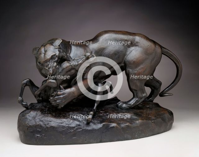 Tiger Devouring An Antelope, c. 1830-1831. Creator: Antoine-Louis Barye.