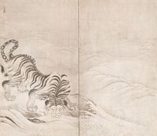 Tiger Drinking from a Raging River (image 1 of 4), c1640. Creator: Kano Sansetsu