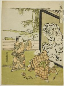 Tiger, from the series "Fashionable Children with the Twelve Signs of the Zodiac..., c. 1773. Creator: Isoda Koryusai