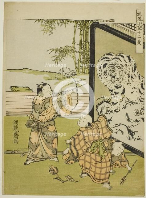 Tiger, from the series "Fashionable Children with the Twelve Signs of the Zodiac..., c. 1773. Creator: Isoda Koryusai.