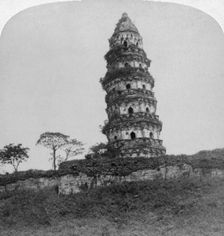 Tiger Hill Pagoda, the Leaning Tower of Soo-Chow (Suzhou), China, 1900. Artist: Underwood & Underwood