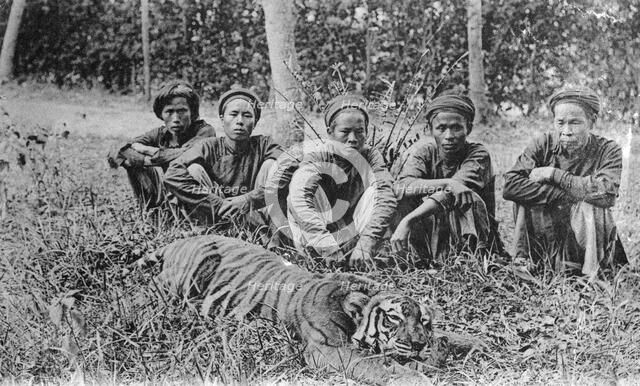 Tiger hunters, Tonkin, Vietnam, 20th century(?). Artist: Unknown