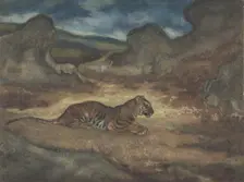Tiger in Landscape, 1810-75. Creator: Antoine-Louis Barye