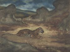 Tiger in Landscape, 1810-75. Creator: Antoine-Louis Barye