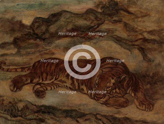 Tiger in Repose, ca. 1850-65. Creator: Antoine-Louis Barye.