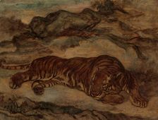 Tiger in Repose, ca. 1850-65. Creator: Antoine-Louis Barye