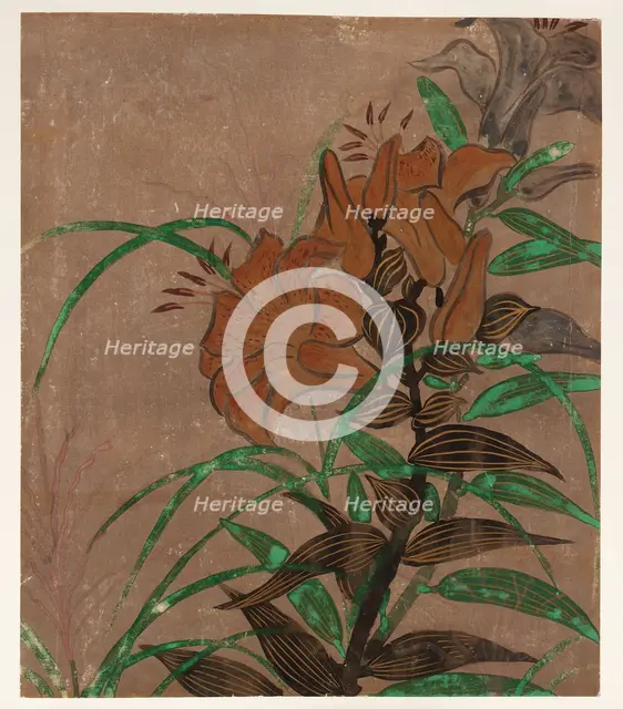 Tiger lilies and grass, Edo period, ca.1685-1868. Creator: Unknown.