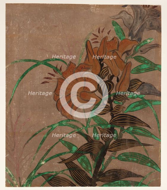 Tiger lilies and grass, Edo period, ca.1685-1868. Creator: Unknown.