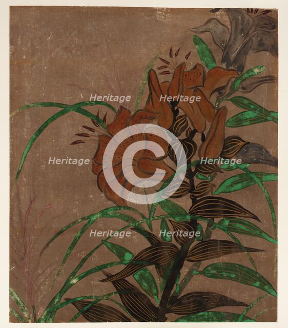 Tiger lilies and grass, Edo period, ca.1685-1868. Creator: Unknown.
