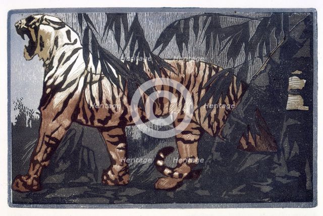 Tiger; scene from "The Jungle Book", 1919.  Creator: Paul Jouve.