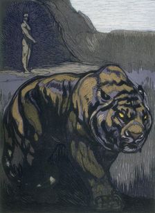 Tiger; scene from "The Jungle Book", 1919. Creator: Paul Jouve