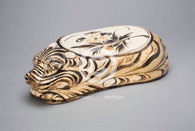Tiger-Shaped Pillow with Floral Spray, Jin dynasty (1115-1234), 12th/13th century. Creator: Unknown.