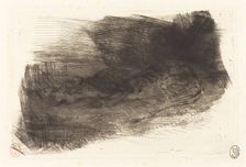 Tiger Sleeping at the Entrance to its Lair (Tigre couché à l'entrée de son antre), c. 1828/1833. Creator: Eugene Delacroix