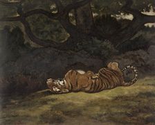 Tiger Rolling, c1850-1869. Creator: Antoine-Louis Barye