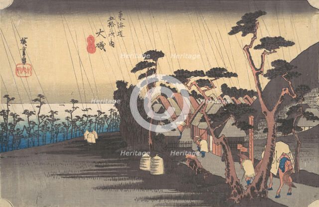 Tiger Rain at Oiso Station, ca. 1834., ca. 1834. Creator: Ando Hiroshige.