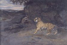 Tiger Watching an Elephant, c1857. Creator: Antoine-Louis Barye