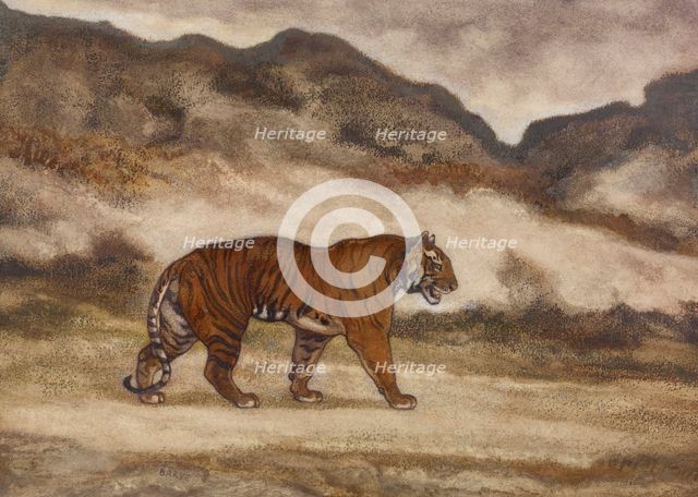 Tiger Walking, 1850s. Creator: Antoine-Louis Barye.