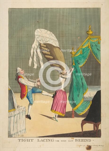 Tight Lacing or Hold Fast Behind, March 1, 1777. Creator: Matthew Darly.