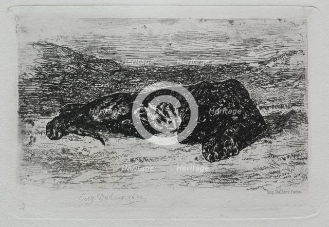Tigre couché dans le desert. Creator: Eugène Delacroix (French, 1798-1863).