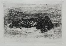 Tigre couché dans le desert. Creator: Eugène Delacroix (French, 1798-1863)