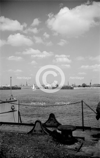 Tilbury basin and docks from the south shore, Essex, c1945-c1965. Artist: SW Rawlings