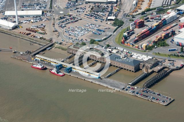 Tilbury Riverside Station and floating landing stage, Essex, 2018. Creator: Historic England.