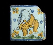Tile with a grotesque Chinaman, c1800