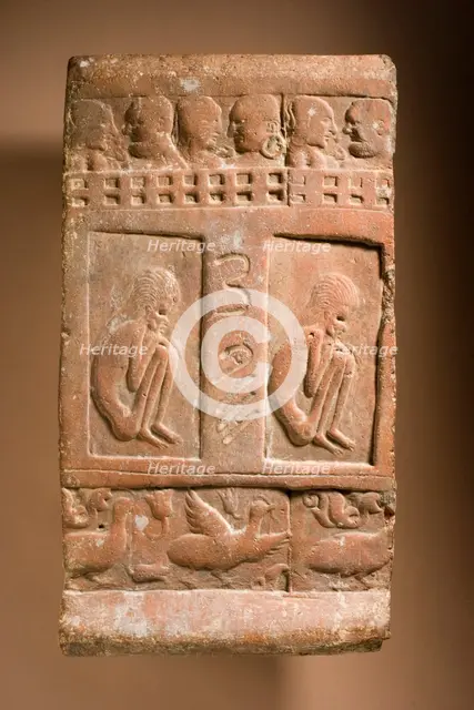 Tile with Ajivaka (?) Ascetics, 4th century. Creator: Unknown.