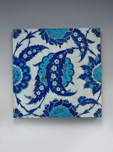 Tile with Saz Leaf Design, Turkey, ca. 1545-55. Creator: Unknown