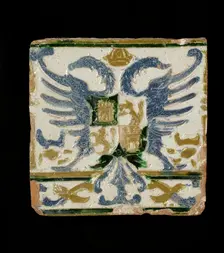 Tile with the arms of Leon and Castile, c1525-1550